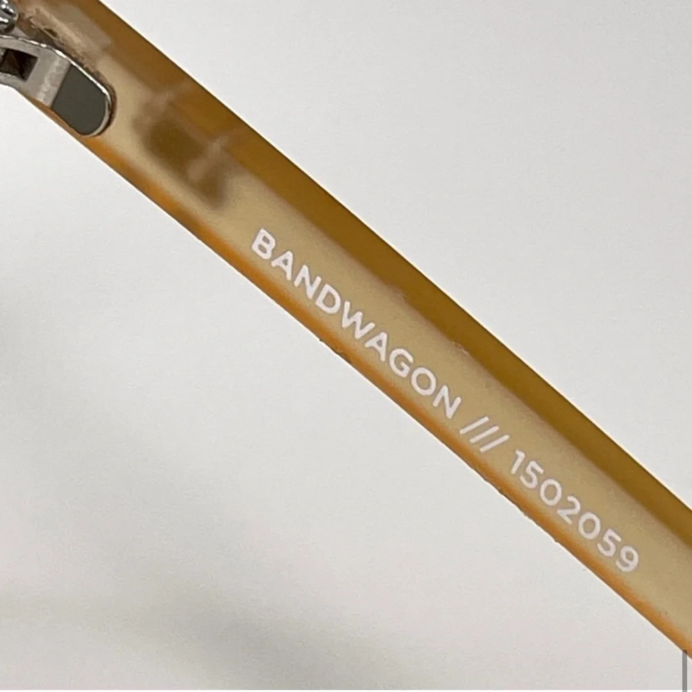 LE SPECS Bandwagon Sunglasses NEW Raw Sugar Frame With Blue Mirror Lens